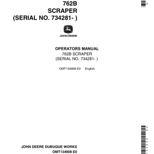John Deere 762B Scrapers Operator's Manuals (OMT134908) - Image 1