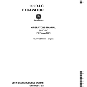 John Deere 992DLC Excavators Operator's Manuals (OMT143847) - Image 1