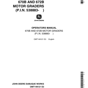 John Deere 670B, 672B Motor Graders Operator's Manuals (OMT149121) - Image 1