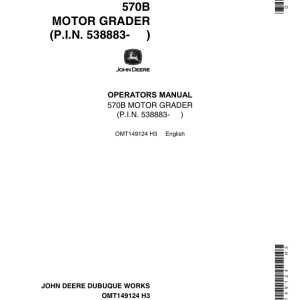 John Deere 570B Motor Graders Operator's Manuals (OMT149124) - Image 1