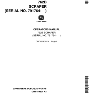 John Deere 762B Scrapers Operator's Manuals (OMT150801) - Image 1