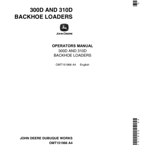 John Deere 300D, 310D Backhoes Operator's Manuals (OMT151966) - Image 1