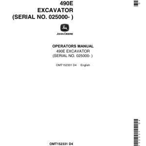 John Deere 490E Excavators Operator's Manuals (OMT152331) - Image 1