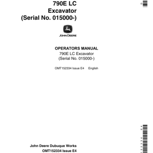 John Deere 790ELC Excavators Operator's Manuals (OMT152334) - Image 1