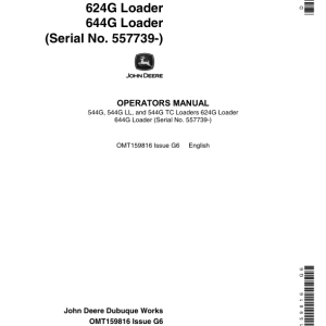 John Deere 544G, 544GH, 544GLL, 544GTC, 624G, 644G Loaders Operator's Manuals (OMT159816) - Image 1