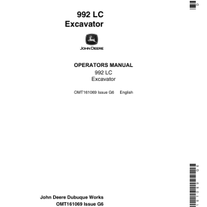 John Deere 992ELC Excavators Operator's Manuals (OMT161069) - Image 1