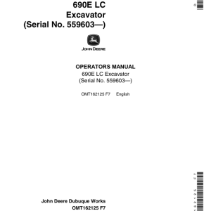 John Deere 690ELC Excavators Operator's Manuals (OMT162125) - Image 1