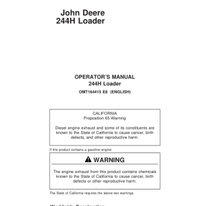 John Deere 244H Loaders Operator's Manuals (OMT164415) - Image 1