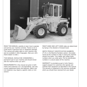 John Deere 244H Loaders Operator's Manuals (OMT164415) - Image 2