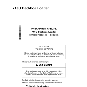 John Deere 710G Backhoes Operator's Manuals (OMT166897) - Image 1