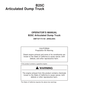 John Deere B25C Articulated Dump Trucks Operator's Manuals (OMT167174) - Image 1