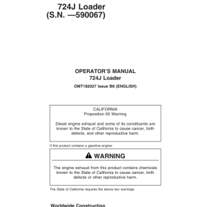 John Deere 724J Loaders Operator's Manuals (OMT182027) - Image 1