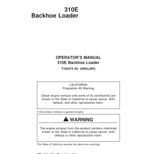 John Deere 310E Backhoe Loaders Operator's Manuals (OMT184374) - Image 1