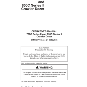 John Deere 750CII, 850CII Crawlers Operator's Manuals (OMT184778) - Image 1