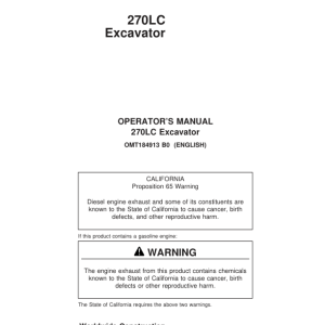 John Deere 270LC Excavators Operator's Manuals (OMT184913) - Image 1