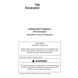 John Deere 750 Excavators Operator's Manuals (OMT185897) - Image 1