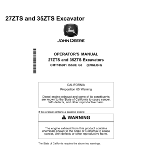 John Deere 27ZTS, 35ZTS Excavators Operator's Manuals (OMT185901) - Image 1