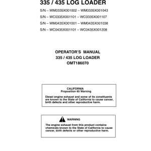 John Deere 335, 435 Knuckleboom Loader Operator's Manuals (OMT186070) - Image 1