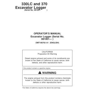 John Deere 330LC, 370 Loggers Operator's Manuals (OMT186763) - Image 1