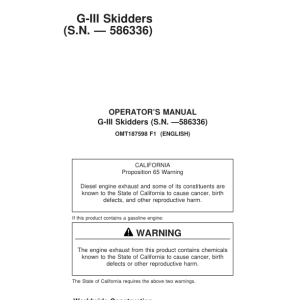 John Deere 540GIII, 640GIII, 548GIII, 648GIII, 748GIII Skidders Operator's Manuals (OMT187598) - Image 1
