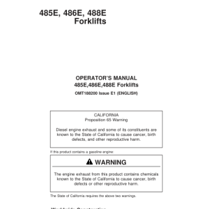 John Deere 485E, 486E, 488E Forklifts Operator's Manuals (OMT188200) - Image 1