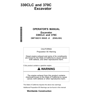 John Deere 330CLC, 370C Excavators Operator's Manuals (OMT188215) - Image 1