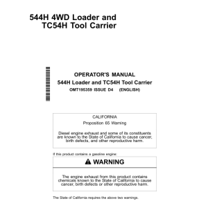 John Deere 544H, TC54H Loaders Operator's Manuals (OMT195359) - Image 1