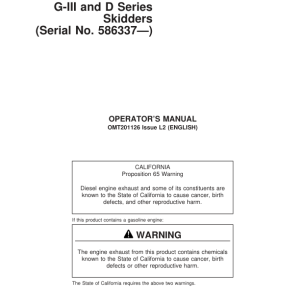 John Deere 540GIII, 640GIII, 548GIII, 648GIII, 748GIII, 560D, 460D, 360D Skidders Operator's Manuals (OMT201126EN SUPPLEMENT) - Image 1