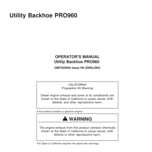 John Deere PRO960 Attachments Operator's Manuals (OMT203936) - Image 1