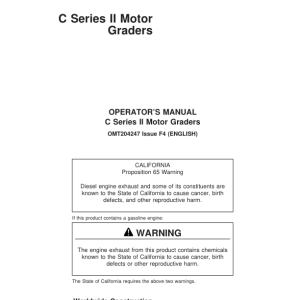 John Deere 670CII, 670CHII, 672CHII, 770CII, 770CHII, 772CHII Motor Graders Operator's Manuals (OMT204247) - Image 1