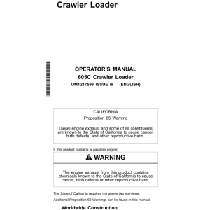 John Deere 605C Crawler Loaders Operator's Manuals (OMT217598) - Image 1