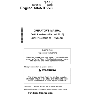 John Deere 344J Loaders Operator's Manuals (OMT217890) - Image 1