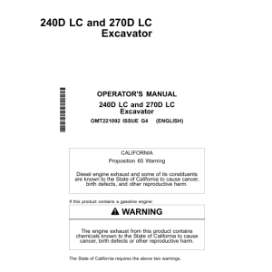 John Deere 240DLC Excavators Operator's Manuals (OMT221092) - Image 1