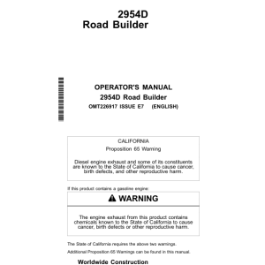 John Deere 2954D Loggers Operator's Manuals (OMT226917) - Image 1