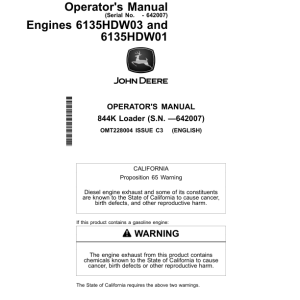 John Deere 844K Loaders Operator's Manuals (OMT228004) - Image 1