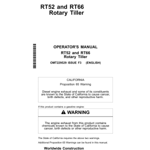 John Deere RT52, RT66 Attachments Operator's Manuals (OMT229529) - Image 1