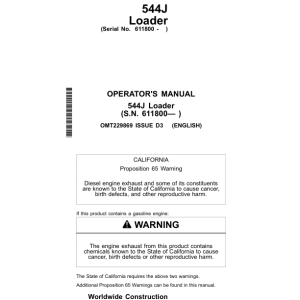 John Deere 544J Loaders Operator's Manuals (OMT229869) - Image 1