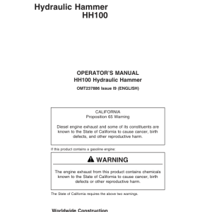 John Deere HH100 Hydraulic Hammers Operator's Manuals (OMT237886) - Image 1