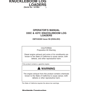 John Deere 335C, 437C Knuckleboom Loader Operator's Manuals (OMT240300) - Image 1