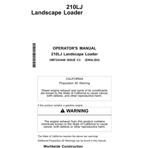 John Deere 210LJ Landscape Loaders Operator's Manuals (OMT243448) - Image 1