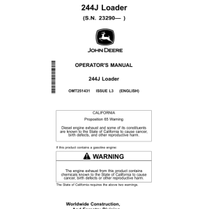 John Deere 244J Loaders Operator's Manuals (OMT251431) - Image 1