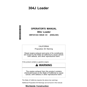 John Deere 304J Loaders Operator's Manuals (OMT251434) - Image 1