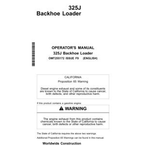 John Deere 325J Backhoe Loaders Operator's Manuals (OMT255172) - Image 1