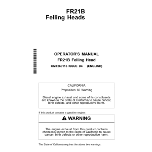 John Deere FR21B Felling Heads Operator's Manuals (OMT260115) - Image 1