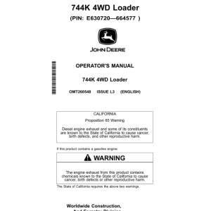 John Deere 744K Loaders Operator's Manuals (OMT260548) - Image 1