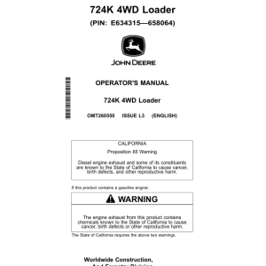 John Deere 724K Loaders Operator's Manuals (OMT260550) - Image 1