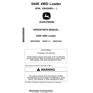 John Deere 544K Loaders Operator's Manuals (OMT260582) - Image 1