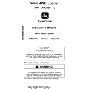 John Deere 544K Loaders Operator's Manuals (OMT275694) - Image 1