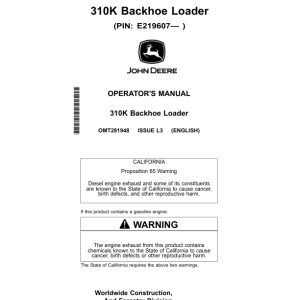 John Deere 310K Backhoe Loaders Operator's Manuals (OMT281948) - Image 1