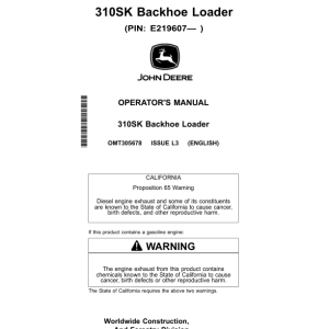 John Deere 310SK Backhoe Loaders Operator's Manuals (OMT305678) - Image 1